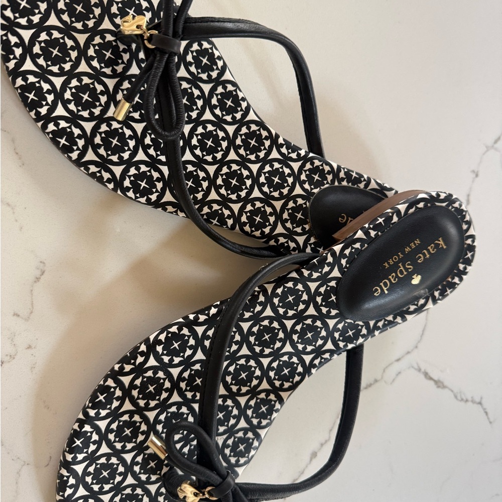 kate spade Black & White Patterned Strappy Sandals